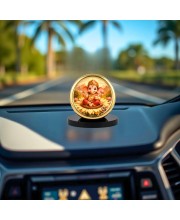 Car Desk/Table Top Lord Ganesha Metal Golden Photo Stand 2x2 Inches, Compact & Stylish Spiritual Display for Car, Home & Office (Pack of 1) (F18887)