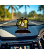 Car Desk/Table Top Lord Shiva Wooden Showpiece 3x4 Inches, Compact & Stylish Spiritual Display for Car, Home & Office (Pack of 1) (F19999)