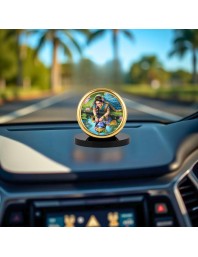 Car Desk/Table Top Radha Krishna Metal Golden Photo Stand 2x2 Inches, Compact & Stylish Spiritual Display for Car, Home & Office (Pack of 1) (F18642)