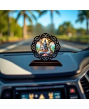 Car Desk/Table Top Lord Shiva Wooden Showpiece 3x4 Inches, Compact & Stylish Spiritual Display for Car, Home & Office (Pack of 1) (F19555)