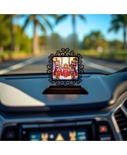 Car Desk/Table Top Lord Jagannath Wooden Showpiece 3x4 Inches, Compact & Stylish Spiritual Display for Car, Home & Office (Pack of 1) (F20037)
