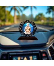 Car Desk/Table Top Lahiri Mahasaya Wooden Showpiece 3x4 Inches, Compact & Stylish Spiritual Display for Car, Home & Office (Pack of 1) (F19723)