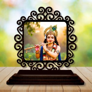 Car Desk/Table Top Lord Krishna Wooden Showpiece 3x4 Inches, Compact & Stylish Spiritual Display for Car, Home & Office (Pack of 1) (F19975) Car Desk/Table Top Lord Krishna Wooden Showpiece 3x4 Inches, Compact & Stylish Spiritual Display for Car, Home & Office (Pack of 1) (F19975)