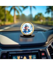 Car Desk/Table Top Lord Ganesha Metal Golden Photo Stand 2x2 Inches, Compact & Stylish Spiritual Display for Car, Home & Office (Pack of 1) (F18615)
