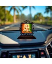 Car Desk/Table Top Lord Ganesha Wooden Showpiece 3x4 Inches, Compact & Stylish Spiritual Display for Car, Home & Office (Pack of 1) (F19930)