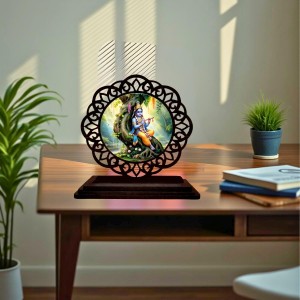 Car Desk/Table Top Lord Krishna Wooden Showpiece 3x4 Inches, Compact & Stylish Spiritual Display for Car, Home & Office (Pack of 1) (F19736) Car Desk/Table Top Lord Krishna Wooden Showpiece 3x4 Inches, Compact & Stylish Spiritual Display for Car, Home & Office (Pack of 1) (F19736)