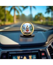 Car Desk/Table Top Lord Shiva Metal Golden Photo Stand 2x2 Inches, Compact & Stylish Spiritual Display for Car, Home & Office (Pack of 1) (F18758)