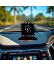 Car Desk/Table Top Lord Ganesha Wooden Showpiece 3x4 Inches, Compact & Stylish Spiritual Display for Car, Home & Office (Pack of 1) (F20025)