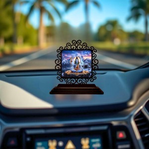 Car Desk/Table Top Lord Shiva Wooden Showpiece 3x4 Inches, Compact & Stylish Spiritual Display for Car, Home & Office (Pack of 1) (F19806) Car Desk/Table Top Lord Shiva Wooden Showpiece 3x4 Inches, Compact & Stylish Spiritual Display for Car, Home & Office (Pack of 1) (F19806)