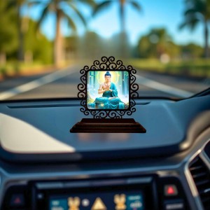 Car Desk/Table Top Lord Buddha Wooden Showpiece 3x4 Inches, Compact & Stylish Spiritual Display for Car, Home & Office (Pack of 1) (F20036) Car Desk/Table Top Lord Buddha Wooden Showpiece 3x4 Inches, Compact & Stylish Spiritual Display for Car, Home & Office (Pack of 1) (F20036)