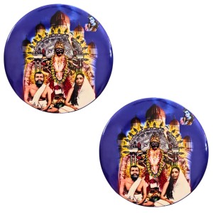 Stainless Steel Round Maa Kali with Sarada Devi & Ramakrishna Paramahansa Fridge Magnet | Devotional & Decorative Refrigerator Magnet for Home & Office | Pack of 2 (2) Stainless Steel Round Maa Kali with Sarada Devi & Ramakrishna Paramahansa Fridge Magnet | Devotional & Decorative Refrigerator Magnet for Home & Office | Pack of 2 (2)