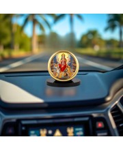 Car Desk/Table Top Durga Matha Metal Golden Photo Stand 2x2 Inches, Compact & Stylish Spiritual Display for Car, Home & Office (Pack of 1) (F18812)