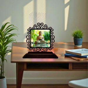 Car Desk/Table Top Lord Buddha Wooden Showpiece 3x4 Inches, Compact & Stylish Spiritual Display for Car, Home & Office (Pack of 1) (F19994) Car Desk/Table Top Lord Buddha Wooden Showpiece 3x4 Inches, Compact & Stylish Spiritual Display for Car, Home & Office (Pack of 1) (F19994)