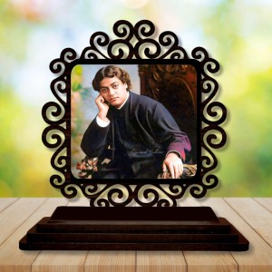 Car Desk/Table Top Swami Vivekananda Wooden Showpiece 3x4 Inches, Compact & Stylish Spiritual Display for Car, Home & Office (Pack of 1) (F19970)