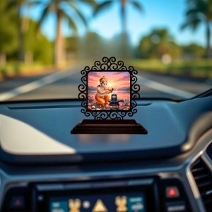 Car Desk/Table Top Lord Ganesha Wooden Showpiece 3x4 Inches, Compact & Stylish Spiritual Display for Car, Home & Office (Pack of 1) (F19828) Car Desk/Table Top Lord Ganesha Wooden Showpiece 3x4 Inches, Compact & Stylish Spiritual Display for Car, Home & Office (Pack of 1) (F19828)