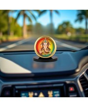Car Desk/Table Top Lord Ganesha Metal Golden Photo Stand 2x2 Inches, Compact & Stylish Spiritual Display for Car, Home & Office (Pack of 1) (F18639)