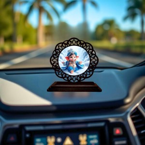 Car Desk/Table Top Lord Ganesha Wooden Showpiece 3x4 Inches, Compact & Stylish Spiritual Display for Car, Home & Office (Pack of 1) (F19730) Car Desk/Table Top Lord Ganesha Wooden Showpiece 3x4 Inches, Compact & Stylish Spiritual Display for Car, Home & Office (Pack of 1) (F19730)