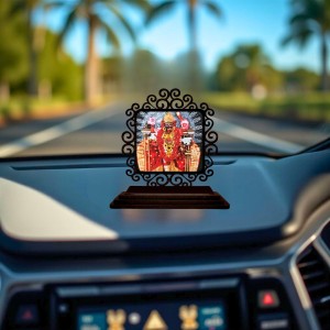 Car Desk/Table Top Kali Matha Wooden Showpiece 3x4 Inches, Compact & Stylish Spiritual Display for Car, Home & Office (Pack of 1) (F19894)