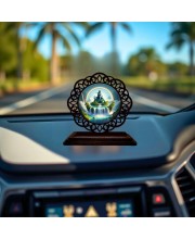 Car Desk/Table Top Lord Shiva Wooden Showpiece 3x4 Inches, Compact & Stylish Spiritual Display for Car, Home & Office (Pack of 1) (F19728)