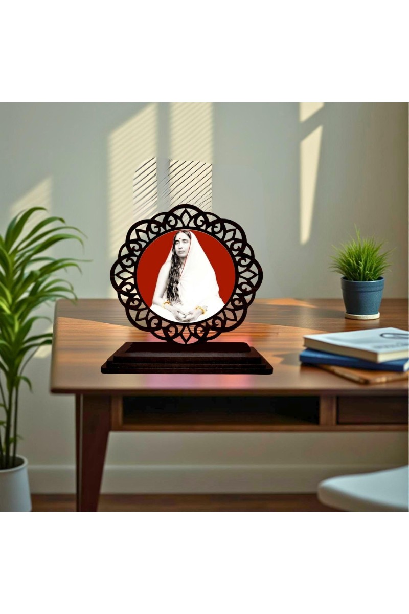 Car Desk/Table Top Sarada Maa Wooden Showpiece 3x4 Inches, Compact & Stylish Spiritual Display for Car, Home & Office (Pack of 1) (F19747)