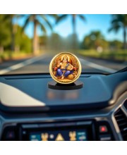 Car Desk/Table Top Lord Kubera Metal Golden Photo Stand 2x2 Inches, Compact & Stylish Spiritual Display for Car, Home & Office (Pack of 1) (F18863)
