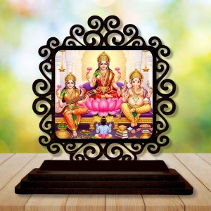 Car Desk/Table Top Lord Ganesha and Lakshmi and Saraswathi Wooden Showpiece 3x4 Inches, Compact & Stylish Spiritual Display for Car, Home & Office (Pack of 1) (F19876) Car Desk/Table Top Lord Ganesha and Lakshmi and Saraswathi Wooden Showpiece 3x4 Inches, Compact & Stylish Spiritual Display for Car, Home & Office (Pack of 1) (F19876)