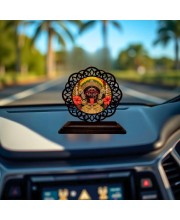 Car Desk/Table Top Kali Maa Wooden Showpiece 3x4 Inches, Compact & Stylish Spiritual Display for Car, Home & Office (Pack of 1) (F19638)