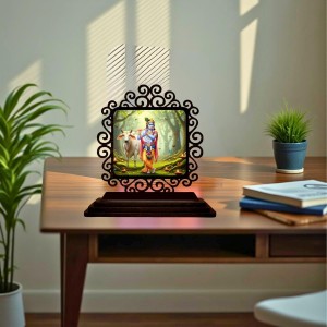 Car Desk/Table Top Lord Rama Wooden Showpiece 3x4 Inches, Compact & Stylish Spiritual Display for Car, Home & Office (Pack of 1) (F19799)