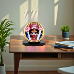 Car Desk/Table Top Tara Maa Metal Golden Photo Stand 2x2 Inches, Compact & Stylish Spiritual Display for Car, Home & Office (Pack of 1) (F18825)