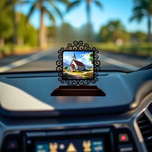 Car Desk/Table Top Beautiful Church Wooden Showpiece 3x4 Inches, Compact & Stylish Spiritual Display for Car, Home & Office (Pack of 1) (F19903) Car Desk/Table Top Beautiful Church Wooden Showpiece 3x4 Inches, Compact & Stylish Spiritual Display for Car, Home & Office (Pack of 1) (F19903)
