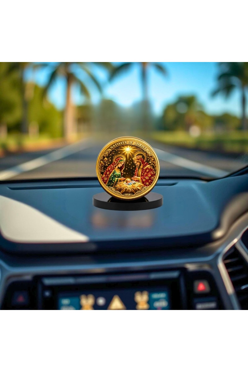 Car Desk/Table Top Lord Jesus Metal Golden Photo Stand 2x2 Inches, Compact & Stylish Spiritual Display for Car, Home & Office (Pack of 1) (F18521)