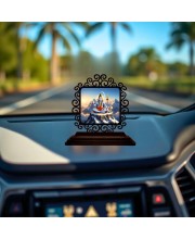 Car Desk/Table Top Lord Shiva Wooden Showpiece 3x4 Inches, Compact & Stylish Spiritual Display for Car, Home & Office (Pack of 1) (F20023)