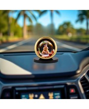 Car Desk/Table Top Little Krishna Metal Golden Photo Stand 2x2 Inches, Compact & Stylish Spiritual Display for Car, Home & Office (Pack of 1) (F18838)
