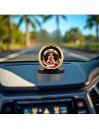 Car Desk/Table Top Little Krishna Metal Golden Photo Stand 2x2 Inches, Compact & Stylish Spiritual Display for Car, Home & Office (Pack of 1) (F18838)