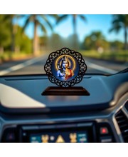 Car Desk/Table Top Arthanareeshwar Wooden Showpiece 3x4 Inches, Compact & Stylish Spiritual Display for Car, Home & Office (Pack of 1) (F19711)