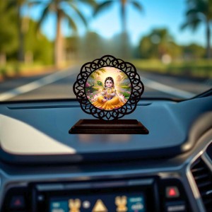 Car Desk/Table Top Little Radha Wooden Showpiece 3x4 Inches, Compact & Stylish Spiritual Display for Car, Home & Office (Pack of 1) (F19717) Car Desk/Table Top Little Radha Wooden Showpiece 3x4 Inches, Compact & Stylish Spiritual Display for Car, Home & Office (Pack of 1) (F19717)
