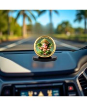 Car Desk/Table Top Lord Ganesha Metal Golden Photo Stand 2x2 Inches, Compact & Stylish Spiritual Display for Car, Home & Office (Pack of 1) (F18616)
