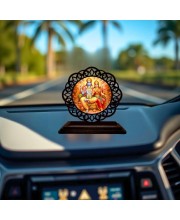 Car Desk/Table Top Lord Vishnu and Lakshmi Wooden Showpiece 3x4 Inches, Compact & Stylish Spiritual Display for Car, Home & Office (Pack of 1) (F19684)