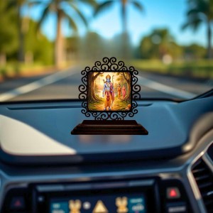 Car Desk/Table Top Lord Rama Wooden Showpiece 3x4 Inches, Compact & Stylish Spiritual Display for Car, Home & Office (Pack of 1) (F19799)
