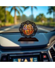 Car Desk/Table Top Lord Vishnu and Lakshmi Wooden Showpiece 3x4 Inches, Compact & Stylish Spiritual Display for Car, Home & Office (Pack of 1) (F19604)