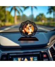 Car Desk/Table Top Yashodha and Krishna Wooden Showpiece 3x4 Inches, Compact & Stylish Spiritual Display for Car, Home & Office (Pack of 1) (F19724)