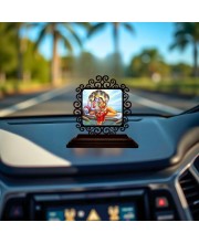 Car Desk/Table Top Lord Vishnu and Lakshmi Wooden Showpiece 3x4 Inches, Compact & Stylish Spiritual Display for Car, Home & Office (Pack of 1) (F19823)