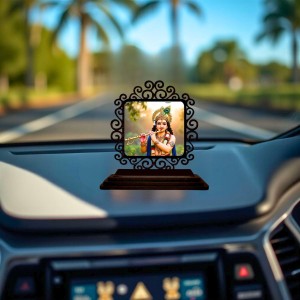 Car Desk/Table Top Lord Krishna Wooden Showpiece 3x4 Inches, Compact & Stylish Spiritual Display for Car, Home & Office (Pack of 1) (F19975) Car Desk/Table Top Lord Krishna Wooden Showpiece 3x4 Inches, Compact & Stylish Spiritual Display for Car, Home & Office (Pack of 1) (F19975)