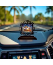 Car Desk/Table Top Lord Vishnu and Lakshmi Wooden Showpiece 3x4 Inches, Compact & Stylish Spiritual Display for Car, Home & Office (Pack of 1) (F19880)