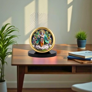 Car Desk/Table Top Lord Krishna Metal Golden Photo Stand 2x2 Inches, Compact & Stylish Spiritual Display for Car, Home & Office (Pack of 1) (F18809) Car Desk/Table Top Lord Krishna Metal Golden Photo Stand 2x2 Inches, Compact & Stylish Spiritual Display for Car, Home & Office (Pack of 1) (F18809)