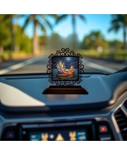Car Desk/Table Top Lord Vishnu and Lakshmi Wooden Showpiece 3x4 Inches, Compact & Stylish Spiritual Display for Car, Home & Office (Pack of 1) (F20005)