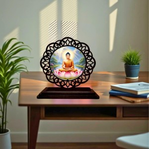 Car Desk/Table Top Lord Buddha Wooden Showpiece 3x4 Inches, Compact & Stylish Spiritual Display for Car, Home & Office (Pack of 1) (F19764) Car Desk/Table Top Lord Buddha Wooden Showpiece 3x4 Inches, Compact & Stylish Spiritual Display for Car, Home & Office (Pack of 1) (F19764)