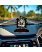 Car Desk/Table Top Lord Krishna Wooden Showpiece 3x4 Inches, Compact & Stylish Spiritual Display for Car, Home & Office (Pack of 1) (F19890)