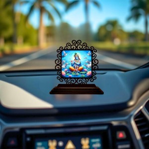 Car Desk/Table Top Lord Krishna Wooden Showpiece 3x4 Inches, Compact & Stylish Spiritual Display for Car, Home & Office (Pack of 1) (F20014) Car Desk/Table Top Lord Krishna Wooden Showpiece 3x4 Inches, Compact & Stylish Spiritual Display for Car, Home & Office (Pack of 1) (F20014)