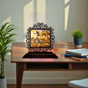 Car Desk/Table Top Krishna Arjuna Wooden Showpiece 3x4 Inches, Compact & Stylish Spiritual Display for Car, Home & Office (Pack of 1) (F19797) Car Desk/Table Top Krishna Arjuna Wooden Showpiece 3x4 Inches, Compact & Stylish Spiritual Display for Car, Home & Office (Pack of 1) (F19797)